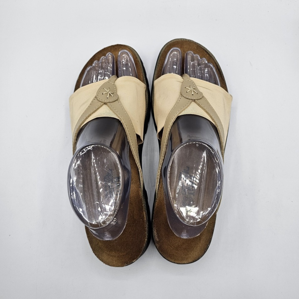 Naot Orion Sandals‎ Womens 10 Beige Chunky Platform Slide Thong Flower Comfort - Picture 6 of 13
